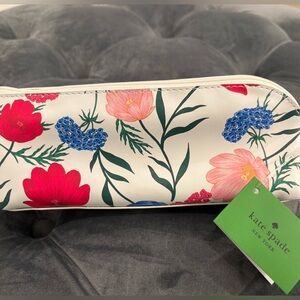 Kate Spade Floral Pouch with Red Pink and Blue Accents